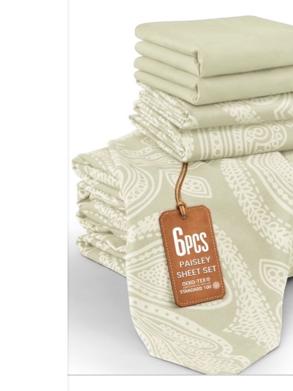 6-Piece Paisley Sheet Set in Light Sage